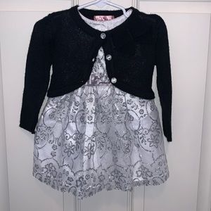 Youngland/Pink Angel, 12-18mo, Beautiful Silver Dress w/Black Sweater, Holidays